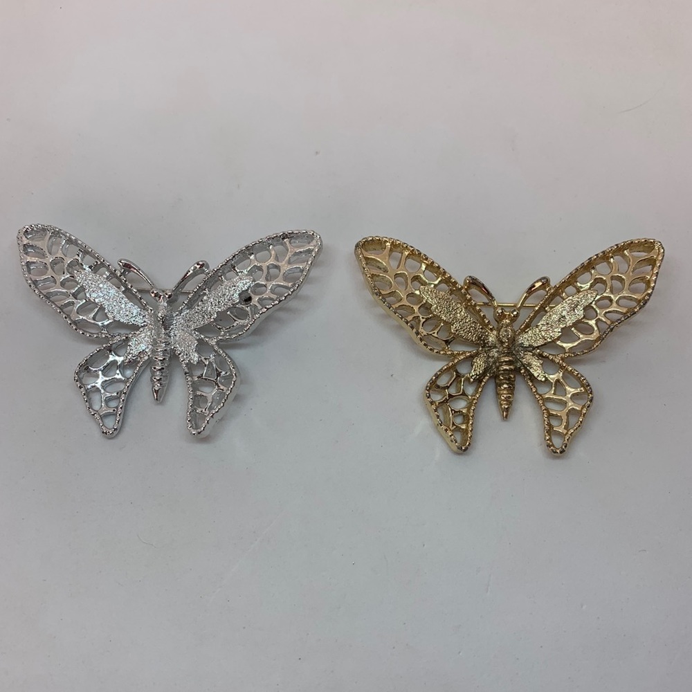 Two vintage Sarah Coventry Butterfly Brooches
